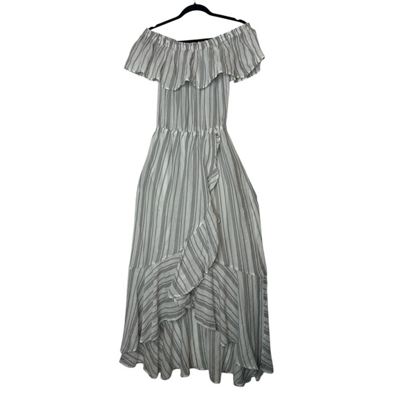sen Dresses & Skirts - SEN Maxi Dress Women Small Asymmetrical Ruffle Smocked Waist Beach Cotton Formal